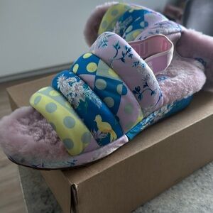 Floral Ugg platform sandals